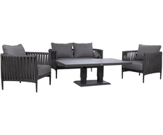 Lauko baldų komplektas Home4You „Sodo“ baldų komplektas „BRISTOL“: stalas, sofa ir 2 kėdės, pilkos spalvos