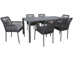 Lauko baldų komplektas Home4You Sodo baldų komplektas CARVES stalas ir 6 kėdės