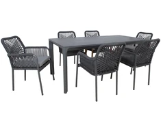 Lauko baldų komplektas Home4You Sodo baldų komplektas Carves 180x90x75 cm Pilkas Aliuminis