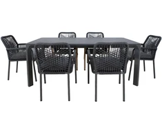 Lauko baldų komplektas Home4You Sodo baldų komplektas Carves 180x90x75 cm Pilkas Aliuminis