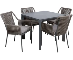 Lauko baldų komplektas Home4You Sodo baldų komplektas CARVES stalas ir 4 kėdės