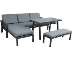 Lauko baldų komplektas Home4You Sodo baldų komplektas DELGADO corner sofa, table and bench