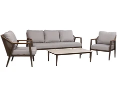 Lauko baldų komplektas Home4You Sodo baldų komplektas DELIA stalas, sofa ir 2 kėdės