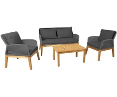 Home4You Lauko baldų komplektas FLORIDA Stalas, sofa ir 2 foteliai Pilkos spalvos