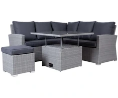 Lauko baldų komplektas Home4You Sodo baldų komplektas SAMUEL stalas, kampinė sofa ir pufas