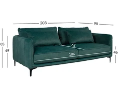 Home4You Sofa BIANKA Trijų vietų, Žalia
