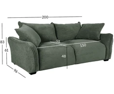 Home4You Sofa DIVI, 3 vietų, mėtinės žalios spalvos