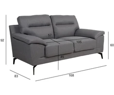 Home4You Dark Sofa ENZO 2-vietė, tamsiai pilka