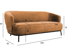 Home4You Oranžinis Sofa GEMALA 2,5 vieta, oranžinė