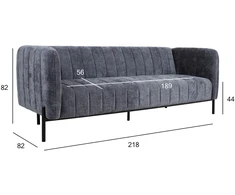 Home4You Sofa-lova TAMIKA 3-vietė, pilka