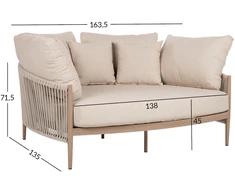 Lauko baldų komplektas Home4You Sofa MEDINA 163,5x143,5xA71,5cm, smėlio spalvos