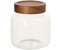 Home4You Stiklinis indas RIVA D13xA14cm 1300ml akacijos medienos su dangteliu
