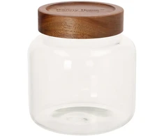 Home4You Stiklinis indas RIVA D13xA14cm 1300ml akacijos medienos su dangteliu