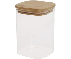 Home4You Bamboo Stiklinis indelis JAR 10x10xH14cm 1100ml su bambukiniu dangteliu