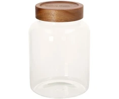 Home4You Stiklinis indas RIVA D13xA19cm 1930ml akacijos medienos su dangteliu