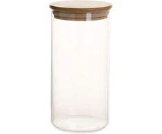Home4You Bamboo Stiklinis indas JARA D8,3xH17cm 1000ml su bambukiniu dangteliu