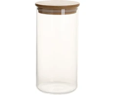 Home4You Bamboo Stiklinis indas JARA D8,3xH17cm 1000ml su bambukiniu dangteliu