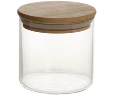 Home4You Bamboo Stiklinis indelis JARA D8,3xA8cm 390ml su bambukiniu dangteliu