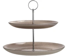 Home4You Pakopinis stovas TORTUI LĖKŠTĖ, 2 aukštų, D28cm, stiklinė
