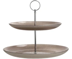 Home4You Pakopinis stovas TORTUI LĖKŠTĖ, 2 aukštų, D28cm, stiklinė
