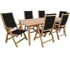 Lauko baldų komplektas Home4You Valgomojo komplektas MALDIVE su 6 sulankstomomis kėdėmis