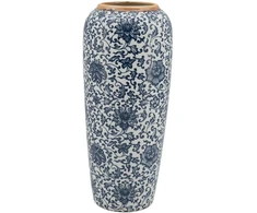 Home4You Mėlyna vaza TITAN STONE D17xH34cm, mėlynas žiedas
