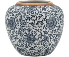 Home4You Mėlyna Vase TITAN STONE D20xH18cm, mėlynas flower