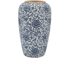 Home4You Mėlyna vaza TITAN STONE D17xH27cm, mėlynas žiedas
