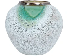 Home4You Keraminė vaza TITAN STONE H18cm, žalia/balta tekstūra