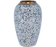 Home4You Vaza „TITAN STONE“, D17 x H27 cm, balta su juodais lašeliais