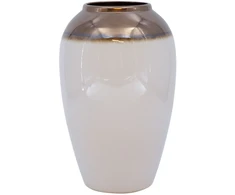 Home4You Vaza „TITAN STONE“, D17 x H27 cm, balta/auksinė