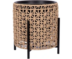 Home4You Vazonas WICKER su stovu 39x39xA42cm, šviesiai rudas