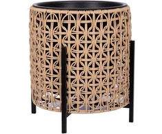 Home4You Vazonas WICKER su stovu 39x39xA42cm, šviesiai rudas