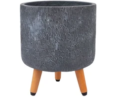 Home4You Gėlių vazonas EDEN D27xH22cm su kojelėmis, tamsiai pilkas