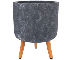 Home4You Gėlių vazonas EDEN D32xH26cm su kojelėmis, tamsiai pilkas