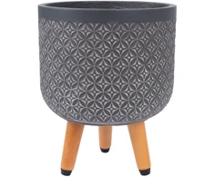 Home4You Gėlių vazonas PAO D24xH29,5cm su kojelėmis, tamsiai pilkas
