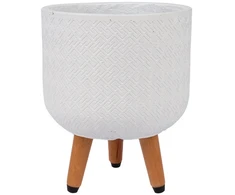 Home4You Gėlių vazonas SELENA D24xH29,5cm su kojelėmis, baltas