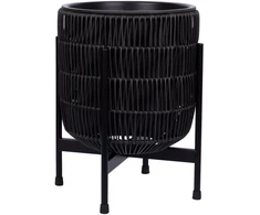 Home4You Sėjamoji WICKER su stovu 30x30xH38cm, juoda