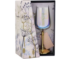 Home4You Mėlyna Vyno taurė FLOW "Super Dad" H21,2cm 450ml, skaidrus stiklas, mėlyna dėžutė
