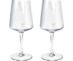 Home4You Vyno taurės 2vnt STRIPE POLAR H21,7cm 390ml, skaidrus stiklas