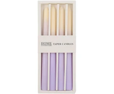 Home4You Antikvarinė žvakė CAROLA 4 vnt. 25 cm violetinė/balta perlamutrinė