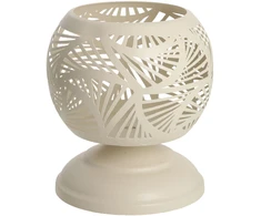 Home4You Žvakidė SANDY 15x15xH16cm, antikvarinis baltas metalas