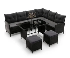 Lauko baldų komplektas Juskys Sodo baldų poilsio komplektas Manacor 228x178x80 cm Juodas poliratanas