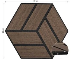 Homestyle4U Akustinės plokštės, šešiakampės korio formos 3D sienų plokštės, 30x26x2 cm, rudos