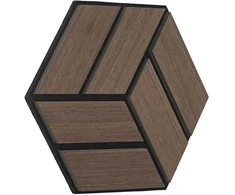 Homestyle4U Akustinės plokštės, šešiakampės korio formos 3D sienų plokštės, 30x26x2 cm, rudos