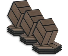 Homestyle4U Akustinės plokštės, šešiakampės korio formos 3D sienų plokštės, 30x26x2 cm, rudos