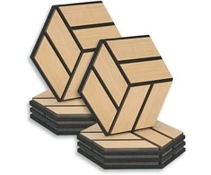 Homestyle4U Akustinės sienų plokštės, šešiakampio formos korio raštas, 30x26x2 cm, rudos