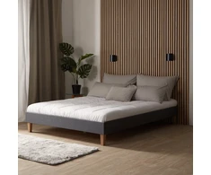 Homestyle4U Apstatyta lova, 144x203x29.5 cm, pilka