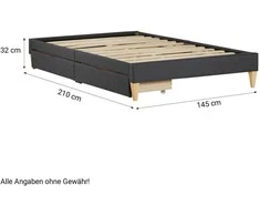 Homestyle4U Paminkštinta lova, 145x32x210 cm, pilka