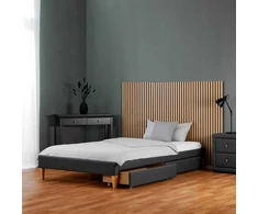 Homestyle4U Paminkštinta lova, 145x32x210 cm, pilka